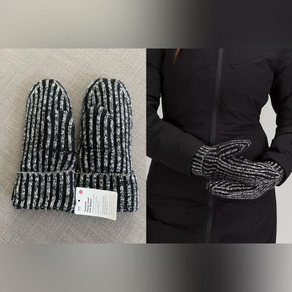 Lululemon Textured Fleece-Lined Knit Mittens